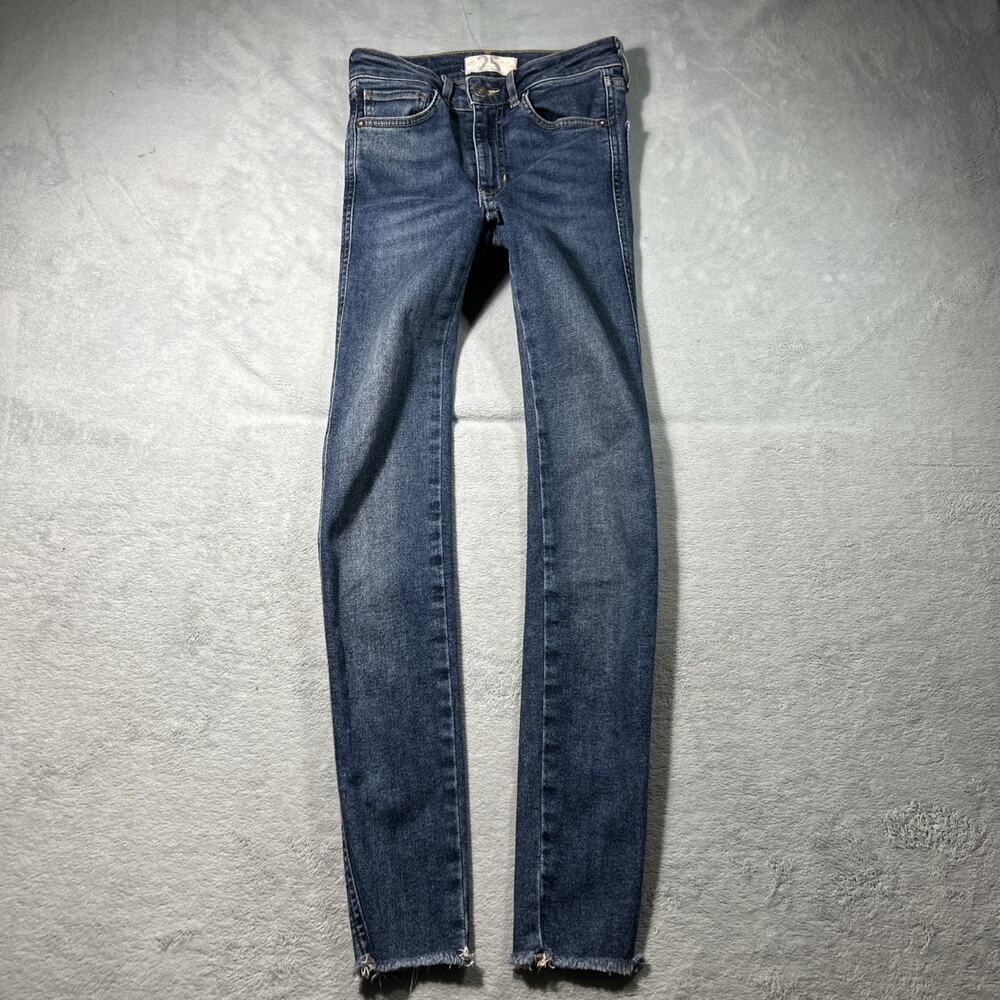 Y2k 2000s We The Free Slim Skinny Jeans Women 25x27 Raw Hems Gothic Skinny